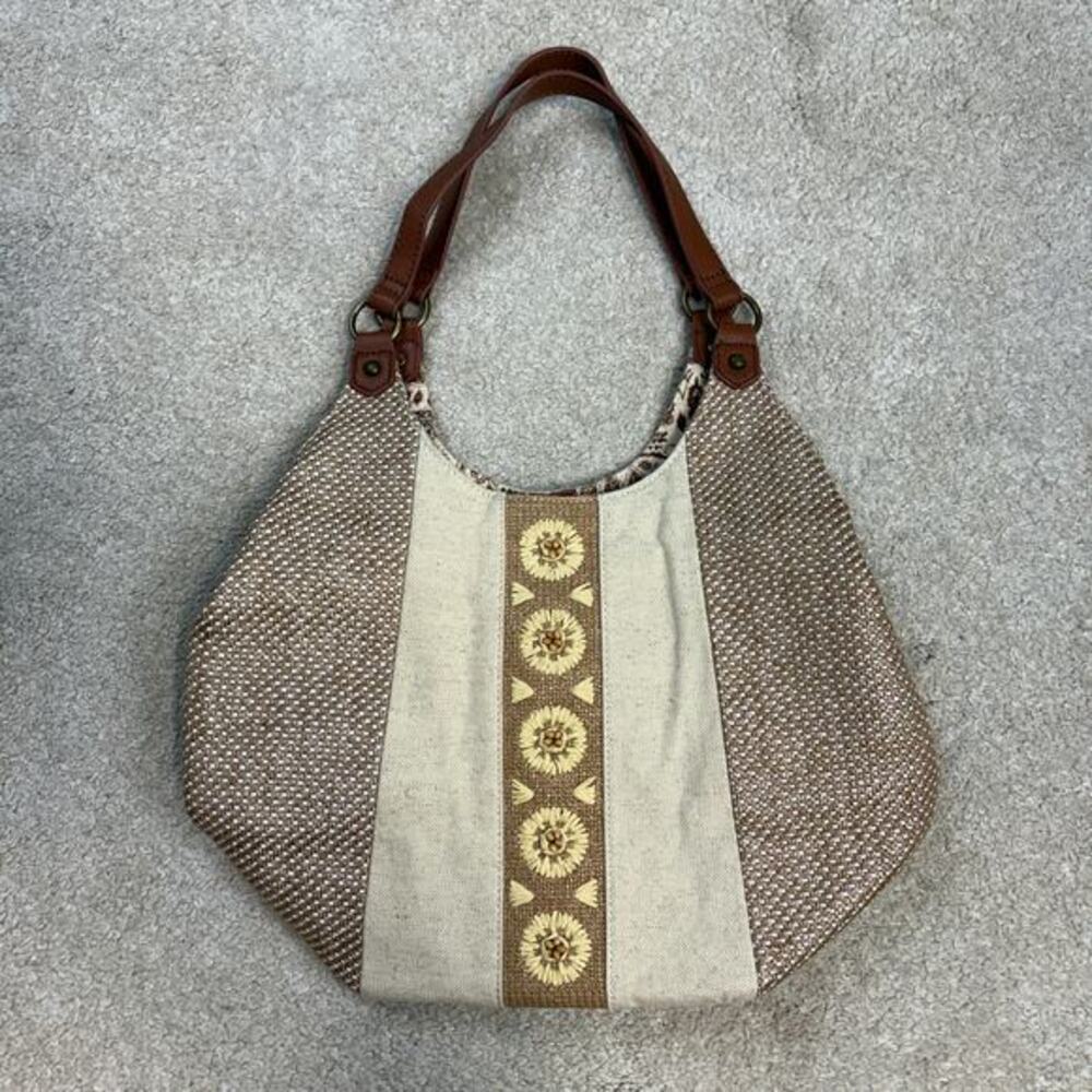 Sakroots Roma Embroidered Floral Straw Shopper Tote